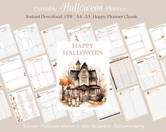 Beige Halloween Party Planner: Costume, Menu, Games & Decor (Digital Download)