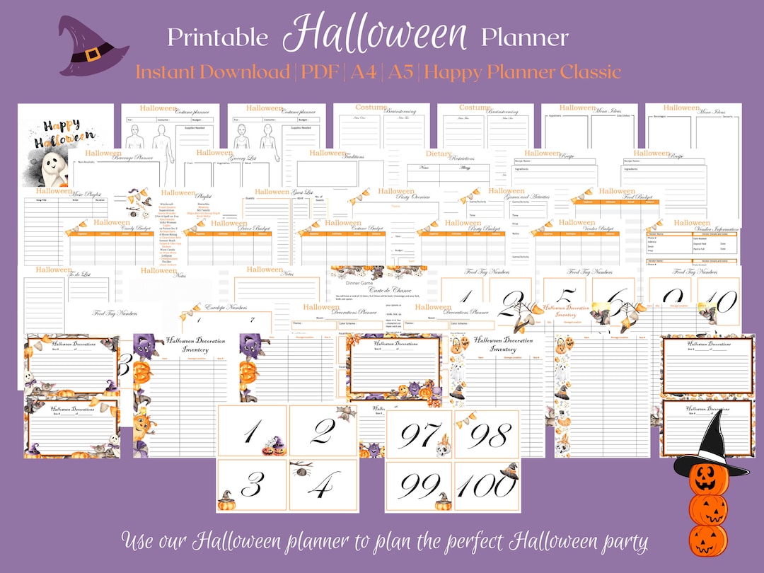 Halloween Party Planner: Costume, Menu, Games (digital Download) - Etsy