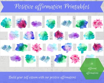 Watercolor Positive Affirmations Printables (Digital Download)