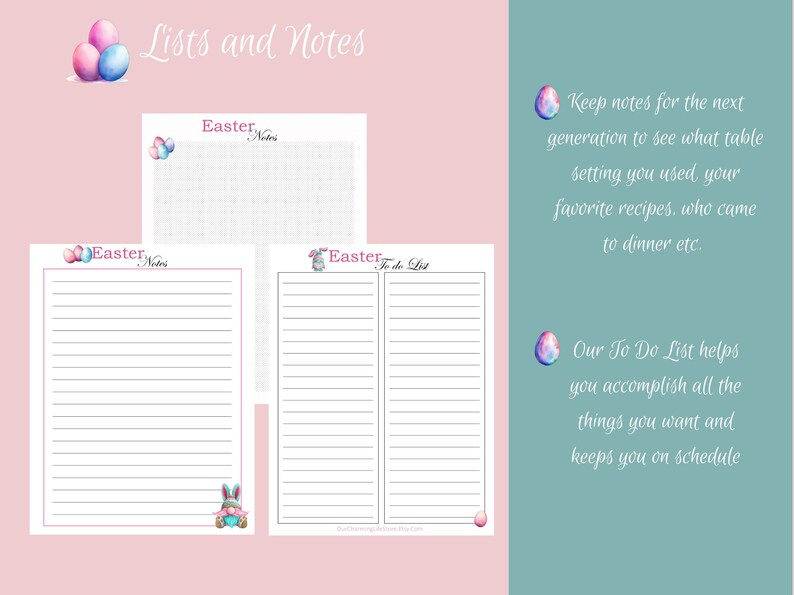 Easter Planner Printable: Party, Food, Decor Organizer (PDF) - Etsy