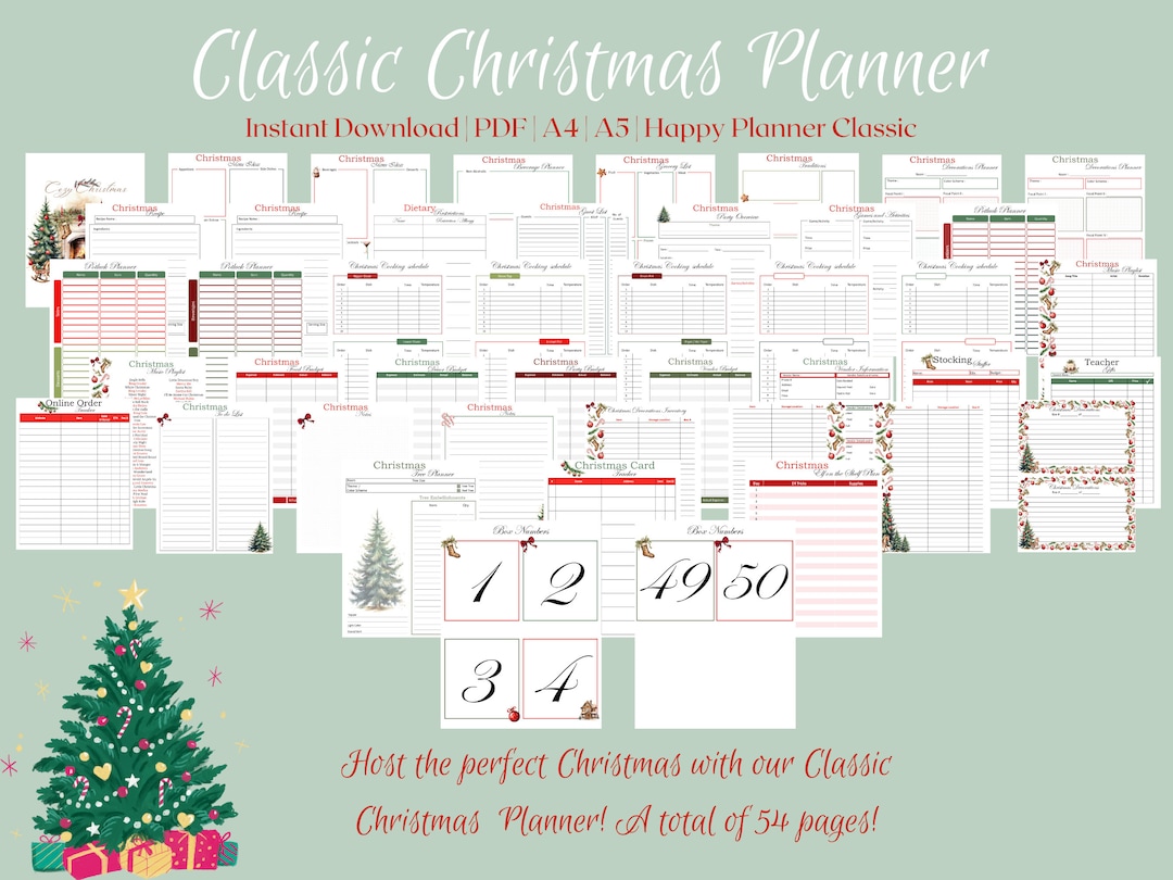 Christmas Planner, Christmas Printable Planner, Holiday Planner, A5