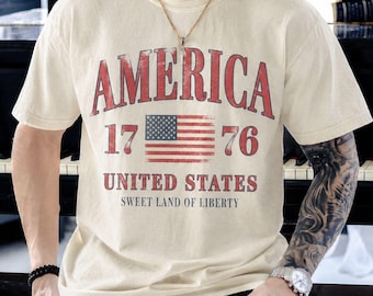 Unisex Men's USA Comfort Colors Shirt, 4th of July Tee, Fourth of July Shirt, Big USA Tshirt, Men's American Flag Shirt, Patriotic Shirt,