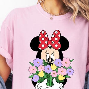 Camiseta floral da Minnie Mouse Comfort Colors®, camiseta da Minnie Mouse da Disney, presente de férias na Disneylândia, camiseta do Mickey e seus amigos, camiseta do Magic Kingdom