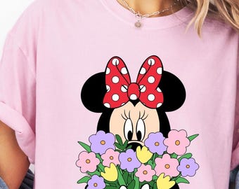 Comfort Colors® Floral Minnie Mouse Shirt, Disney Minnie Mouse Shirt, Disneyland Vacation Gift, Mickey And Friends Shirt, Magic Kingdom  Tee
