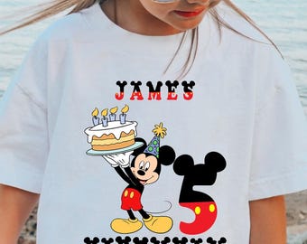 Personalized Name Mickey Mouse Birthday T-Shirt, Custom Birthday Gift, Disney Boy Birthday Tee, Custom Gift for Birthday Party Shirt
