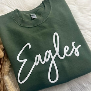 Benutzerdefiniertes Puff-Team Name-Sweatshirt, geprägtes Team Name-Pullover, geprägtes Schulmaskottchen-Sweatshirt, Schulgeist-Shirt, Fußball-Mama-Sweat