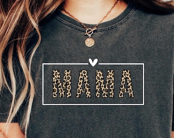 Comfort Colors® Leopard Mama T Shirt, Mothers Day Gift, Mom Shirt, Retro Mama Shirt, Gift For Mom, Mama Shirt, Leopard Mama Shirt