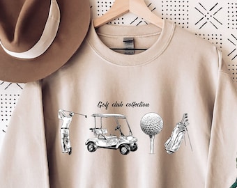 Felpa con collezione Golf Club, Felpa da golf, Maglietta da golf divertente, Maglietta da golf retrò, Regalo per lei, Maglietta da golf divertente, Maglietta per gli amanti del golf