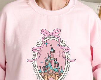 Coquette Castle Sweatshirt, Girly Disney Castle Shirt,Princess Disney Castle Shirt,Magic Kingdom Shirt, Vintage Castle Shirt,Family Vacation