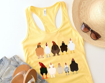 Pollo e gallo Tank Top regalo per pollo, Farm Life Tank, Farm Animal Tank top, Chicken Lady tank, Funny Chicken Shirt