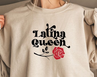 Lateinische Königin Sweatshirt,Latina Rundhals Sweatshirt,Schmetterling Sweatshirt,Latina Frauen Sweatshirt,Mexikanische Frauen,Spanisch,Latina Power Shirt