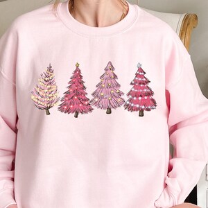 Pink Christmas Tree Sweatshirt, Winter Sweatshirt, Christmas Tree Shirt, Cute Christmas Shirt,Christmas Gift,xmas,Holiday Sweaters for Women