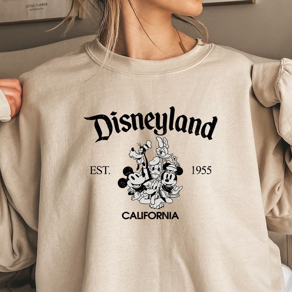 Disneyland California Sweatshirt,Retro Mickey And Friends Disneyland Est 1955 Sweater,Disneyland Shirt,Family Vacation Shirt,Disneyland TEE