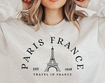Paris France Sweatshirt,Travel To France Shirt, Eiffel Tower Sweatshirt,Collegiate Text,France Sweatshirt,Paris FR Crewneck Sweat,University