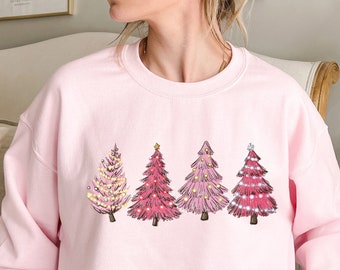 Pink Tree Christmas Sweatshirt,Christmas Sweater,Christmas Family, Christmas Tree Sweatshirt,Holiday Sweaters,Winter Sweatshirt,XMAS shirt