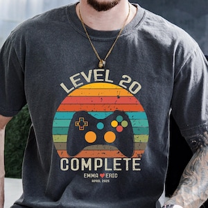 Comfort Colors® 20 Year Anniversary Shirt Gift For Husband, Personalization 20th Anniversary Gift, Retro Video Game Shirt,Gamer Husband Gift