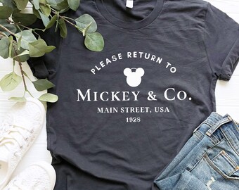 Powrót do koszulki unisex Mickey & Co/Mickey and Co., Main Street USA/Koszulka z wycieczką Disney/Urocza koszulka Disney Mickey/Disney 2022/Dziewczęce koszulki wycieczkowe