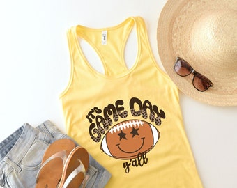 Retro American Football Tank Top, Preppy Football Tank, Groovy Game Day Tank, Retro Game day,Football Shirts For Women