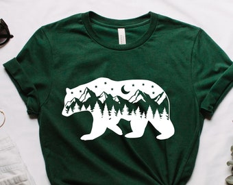 Mountain Bear Tshirt, Bear Shirt,Camping Bear Shirt, Nature Bear Shirt, Nature Lover Shirt, Bear Hiking Shirt,Wanderlust, Mountain Camp