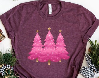 Rosa Baum Weihnachten Shirt, Weihnachten Shirt, Weihnachten Crewneck, Weihnachtsbaum Shirt, Urlaub Pullover für Frauen, Winter Shirt,Weihnachts Shirt