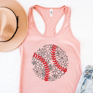Floral Baseball Tank Top,Baseball Lover Tank Top,Basketball Mom shirt,Love Baseball shirt,floral tank top