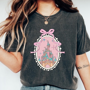 Comfort Color® Disney Magical Castle with Blue Coquette T-Shirt, Magic Kingdom Sweatshirt, Disney Girl Trip Shirt, Disneyworld Family shirt