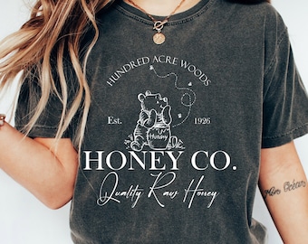 Comfort Colors Vintage Hundred Acre Woods Honey Co. Shirt,Classic Pooh Bear Shirt, Disneyland shirt  Winnie The Pooh est 1926 Shirt,