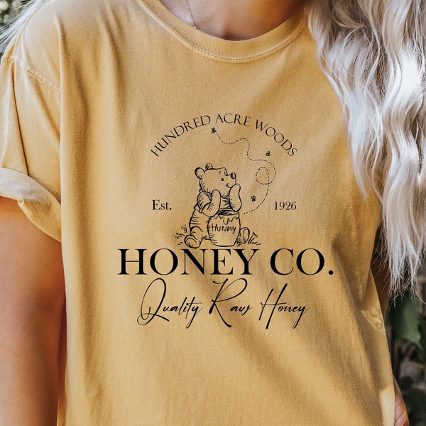 Comfort Colors Vintage Hundred Acre Woods Honey Co. Shirt,Classic Pooh Bear Shirt, Disneyland shirt  Winnie The Pooh est 1926 Shirt,