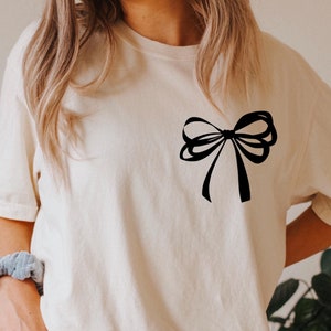 Coquette Bow Shirt,Coquette Ribbon Tee,Coquette Mommy Tee,Grandma Gift Tee,Coquette Aesthetic Shirt, Cute Bow Shirt, Black Ribbon Shirt