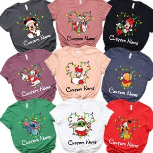 Mickey Mouse And Friends Christmas Lights T-Shirt, Disney Family Matching Christmas Shirt, Mickey&#39;s Very Merry Xmas Holiday Tee