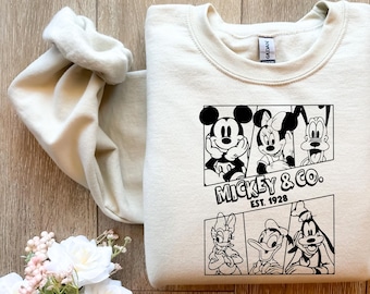 Mickey & Co Sweatshirt, Mickey and Co. est. 1928 Shirt, Unisex Sweatshirt, Mickey And Friends Shirt, Disney Shirts, Disney Trip Shirt