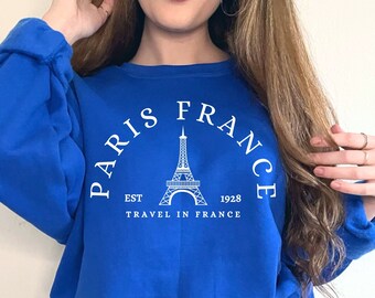 Paris France Sweatshirt,Eiffel Tower Sweatshirt,Travel To France Shirt,Collegiate Text,France Sweatshirt,Paris FR Crewneck Sweat,University