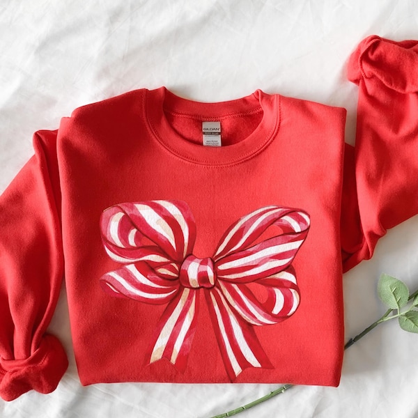 Christmas Bow Sweatshirt, Holiday Sweatshirt,Christmas Shirt,Funny Christmas Sweatshirt,Red Bow Christmas Shirt,Santa Claus Bow Shirt,xmas