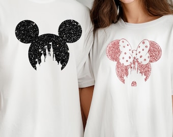 Minnie Ear Glitter shirt,Disney Shirt, Glitter Minnie Shirt, Cute Ear Shirt, Disney Shirt for woman, Disney Ear Shirt,Matching Disney Shirts