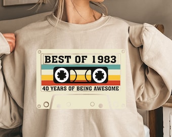 Best Of 1983 Sweatshirt,Best Of 1983 Birthday Sweater,Retro Cassette Tshirt,40th Birthday Shirt,1983 Vintage tee, 40th Birthday Gift Women