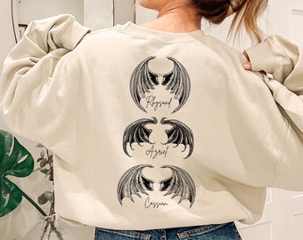 ACOTAR Bat Boys Sweatshirt,Back design Sweatshirt,Illyrians of the Night Shirt,Cassian General Comander Tee