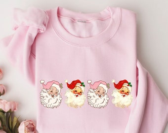 Retro Santa Christmas Sweatshirt, Christmas Santa Bluza, Retro Santa Shirt Prezent dla Kobiet, Santa Bluza, Prezent dla Kobiet na Boże Narodzenie
