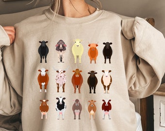 Cow Sweatshirt Gift For Farmers, Western Lover Sweatshirt, Cowboy Sweater, Cute Cowgirl Hoodie, Highland Cow Hoodie, Funny Cow tshirt