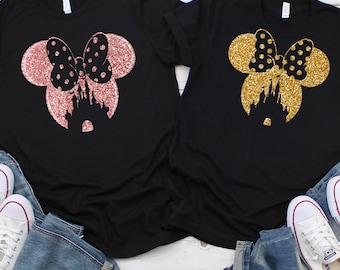 Glitter Disney T Shirt,Mickey Black Glitter,Disney family matching Shirts,Mickey shirt,Minnie Ear Glitter Shirt,Dısney Shırt,Dısney Trıp Tee
