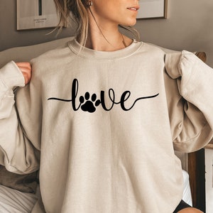 Love PAW Sweatshirt, Dog love shirt, Woman dog lover shirt, animal lover t-shirt, love paw, dog paw gift ,love dog t shirt