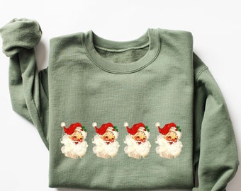 Retro Santa Christmas Sweatshirt, Christmas Santa Bluza, Retro Santa Shirt Prezent dla Kobiet, Santa Bluza, Prezent dla Kobiet na Boże Narodzenie