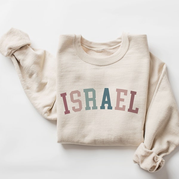 ISRAËL Sweatshirt, Israël Shirt, Israël Gift, Israël Souvenirs, Ik hou van Israël, Israëlische diaspora Shirt, Schattig Israël Crewneck Trui