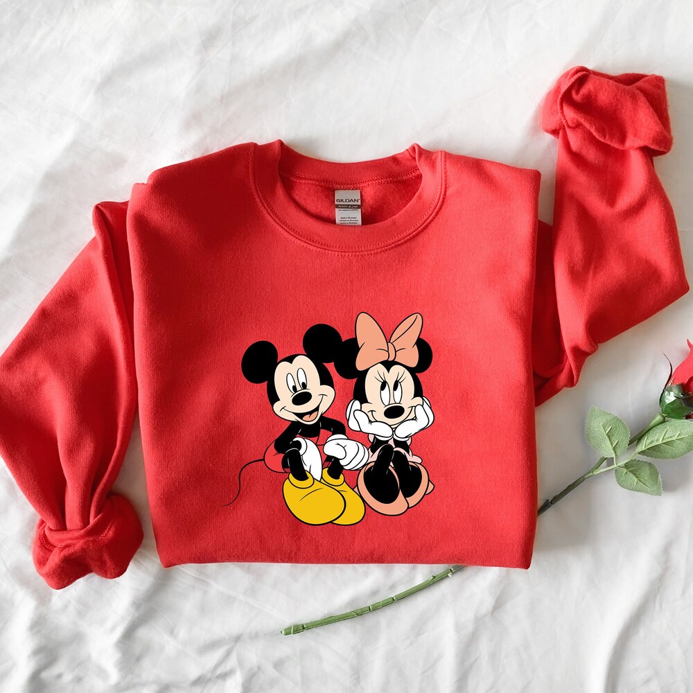 Minnie And Mickey Sweatshirt,Disney Valentine Sweatshirt,Crewneck Sweatshirt,Custom Personalized Sweatshirt,Disney Sweatshirt