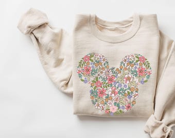 Floral Mickey Head Sweatshirt, Mickey Mouse Shirt,Mickey Flowers Shirt,Disney Flowers Shirt, Disney Vacation Shirt,Mickey Head Flowers Shirt