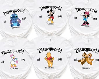 Retro Disneyworld Est 1971 Florida T-Shirt, Cute Mickey And Friends shirt,Disney All Characters Tee, WDW Disneyland Birthday Matching Shirts