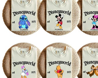 Camiseta Comfort Colors Disney World est 1971, camiseta Disneyworld Est.1971, camiseta de viaje a Disney, camiseta de vacaciones a Disney a juego, Mickey y amigos