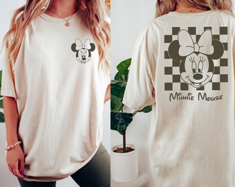 Comfort Colors Retro Minnie T Shirt, Minnie Mouse T-Shirt, Checkered Disney Sweatshirt, Disney Girl Trip Shirt, Disney Tee,  Classic Disney