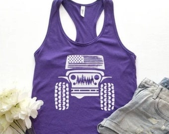 Camiseta sin mangas todoterreno estadounidense, camisa de bosque todoterreno, camisa con bandera de EE. UU., todoterreno de EE. UU., camisa todoterreno 4WD, bandera americana, bandera 4wd EE. UU., camiseta sin mangas,