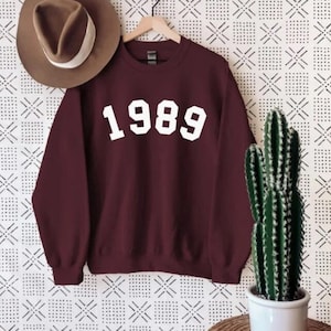 CUSTOM 1989 Sweatshirt, 34th Birthday Sweatshirt, 1989 Birth Year Number Shirt, Birthday Gift for Women, Birthday Sweatshirt Gift 1983 Top f