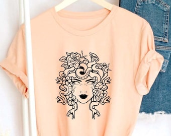 Camiseta medusa, camisa da mitologia grega, moletom mitológico da medusa, moletom com rosto de cobra, cabelo de cobra, camisa gorgona medusa